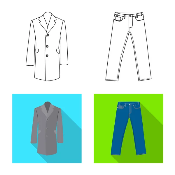 Vectorillustratie van mens en kleding symbool. Instellen van de mens en dragen aandelensymbool voor web. — Stockvector