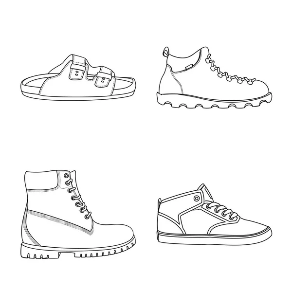 Objeto aislado de zapato y logotipo de calzado. Set de zapatos y pies stock vector ilustración . — Archivo Imágenes Vectoriales