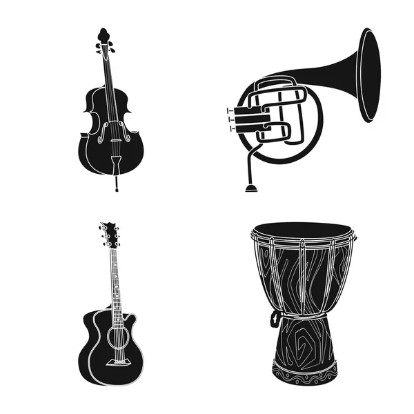 Geïsoleerde object van muziek en melodie logo. Set muziek en instrument aandelensymbool voor web. — Stockvector