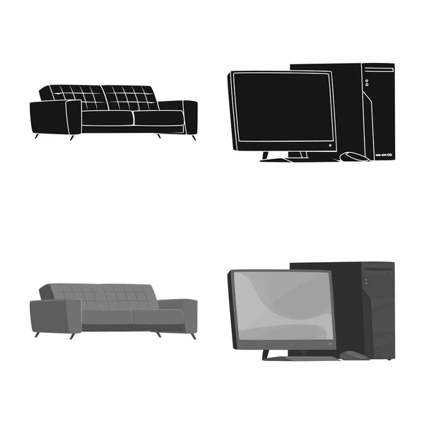 Illustration vectorielle des meubles et du logo du travail. Collection de meubles et de la maison stock symbole pour le web . — Image vectorielle