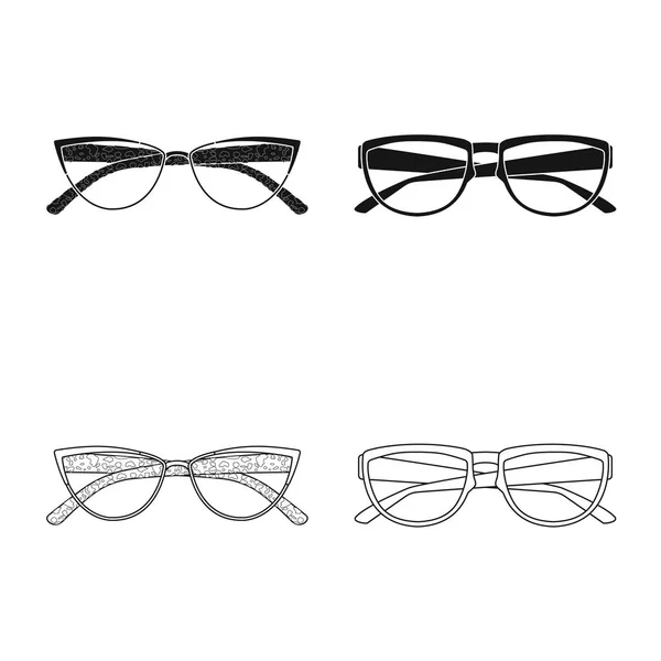 Izolovaný objekt brýle a rámečku symbolu. Sada brýle a příslušenství skladem vektorové ilustrace. — Stockový vektor