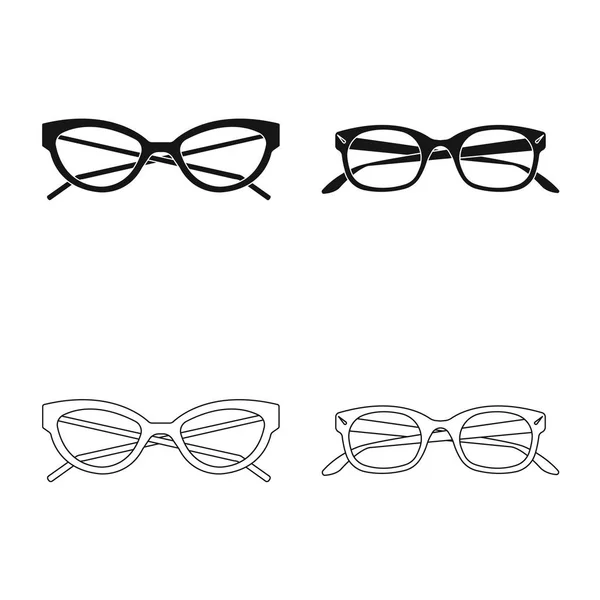 Objet isolé de lunettes et logo cadre. Collection de lunettes et accessoire stock symbole pour web . — Image vectorielle