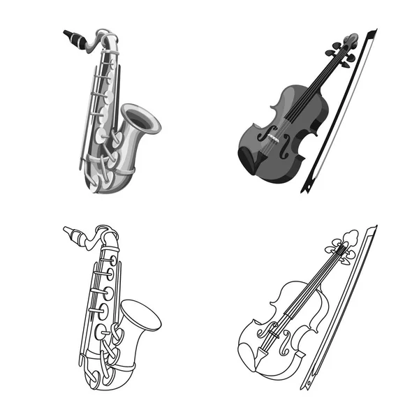 Ilustración vectorial de música y logotipo de melodía. Colección de música e ilustración de vector de stock de herramientas . — Vector de stock