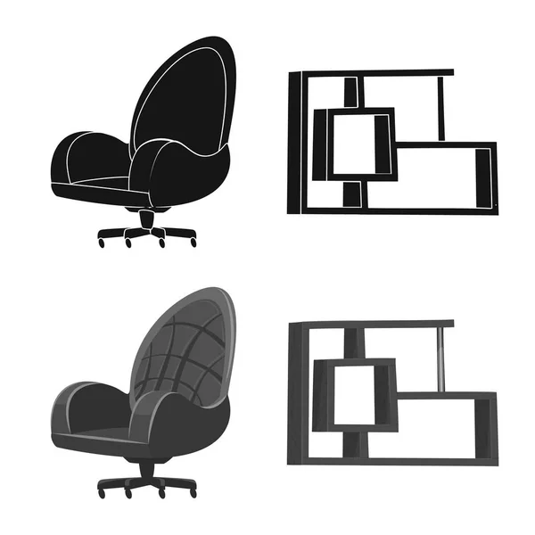Vector design bútorokkal és munka logó. Bútor és lakberendezési tőzsdei szimbólum a web gyűjteménye. — Stock Vector