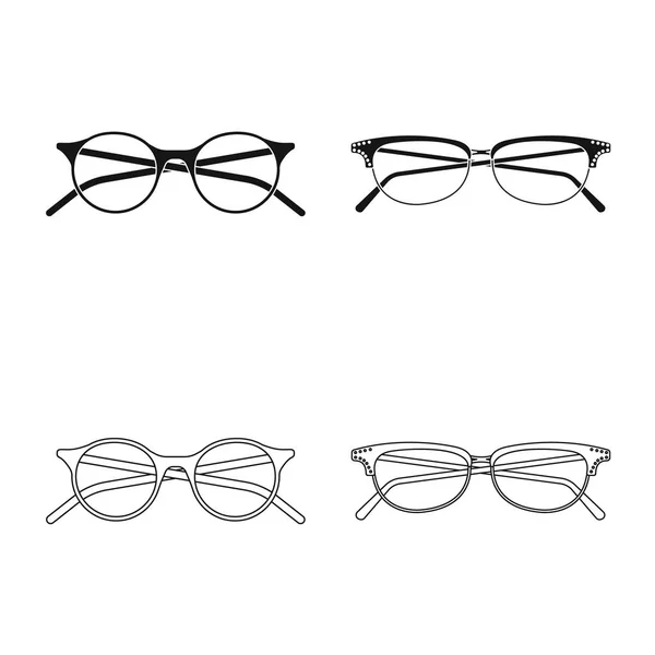 Ilustración vectorial de gafas e icono del marco. Colección de gafas y accesorio icono vectorial para stock . — Vector de stock