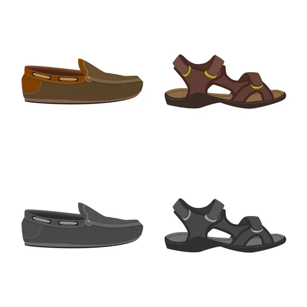 Illustrazione vettoriale del logo della scarpa e delle calzature. Raccolta di scarpe e piedi stock illustrazione vettoriale . — Vettoriale Stock
