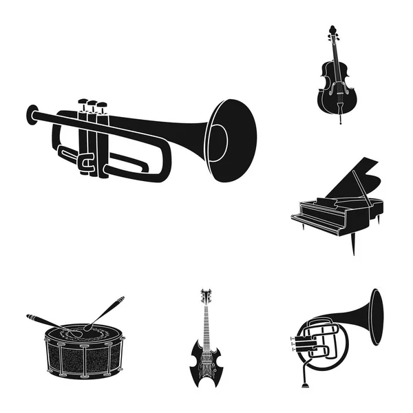 Isolerade objekt av musik och tune-logotypen. Samling av musik och verktyget vektor ikonen för lager. — Stock vektor