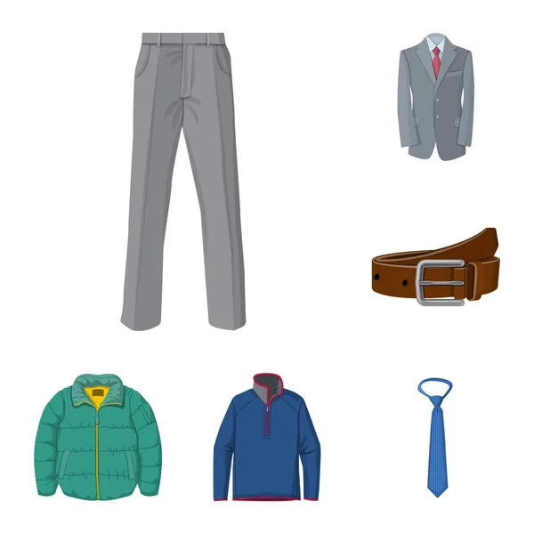 Illustrazione vettoriale dell'uomo e simbolo dell'abbigliamento. Set di uomo e indossare icona vettoriale per magazzino . — Vettoriale Stock