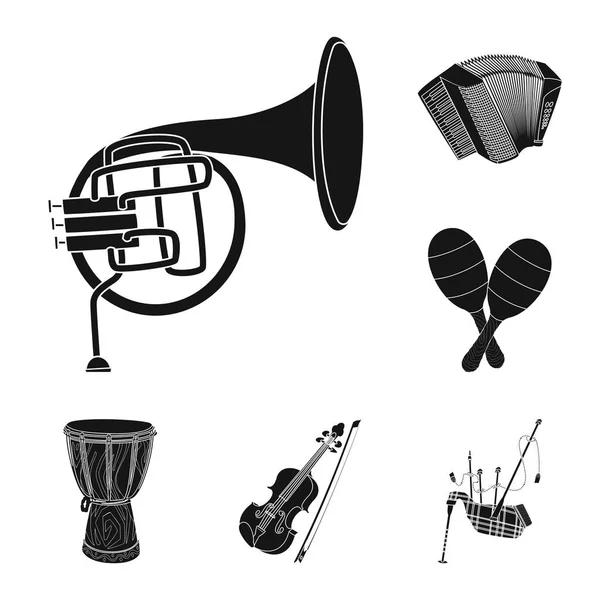 Illustrazione vettoriale della musica e simbolo di sintonia. Raccolta di musica e strumento icona vettoriale per magazzino . — Vettoriale Stock