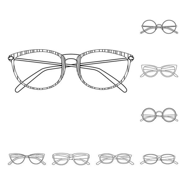 Vektorové ilustrace brýle a rámečku ikony. Kolekce brýlí a příslušenství vektorové ikony pro stock. — Stockový vektor