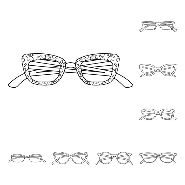 Design vetorial de óculos e ícone de moldura. Coleção de óculos e ícone de vetor acessório para estoque . — Vetor de Stock