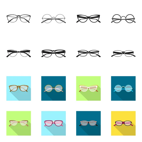 Objeto aislado de gafas y marco de muestra. Colección de gafas y accesorio icono vectorial para stock . — Vector de stock