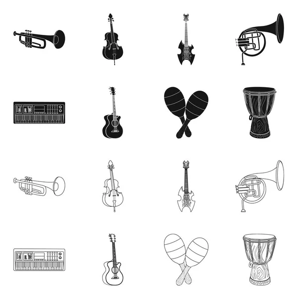 Векторная иллюстрация музыки и символа мелодии. Коллекция музыкальных и инструментальных векторных иллюстраций . — стоковый вектор