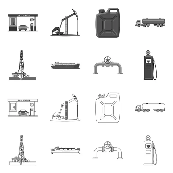 Ilustración vectorial del símbolo del petróleo y el gas. Colección de aceite y petróleo stock vector ilustración . — Vector de stock