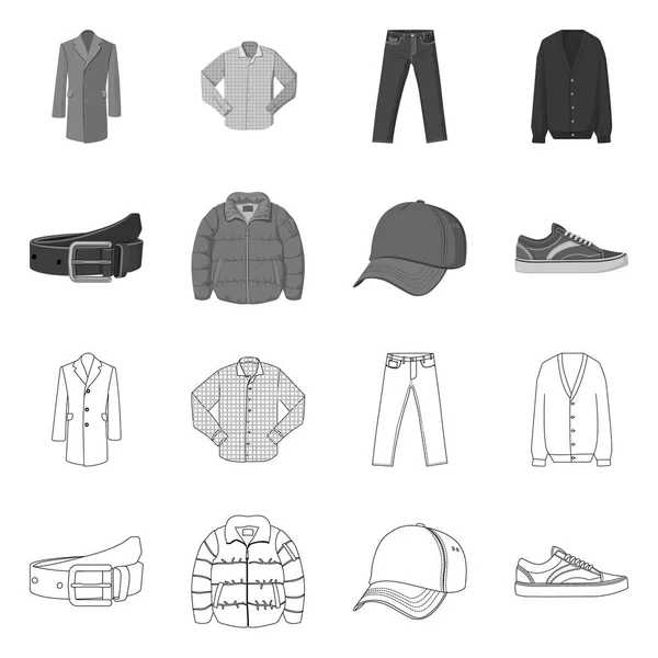 Ontwerp van de vector van mens en kleding logo. Collectie van mens en slijtage aandelensymbool voor web. — Stockvector