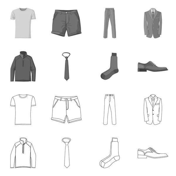 Geïsoleerde object van mens en kleding symbool. Collectie van mens en slijtage voorraad vectorillustratie. — Stockvector