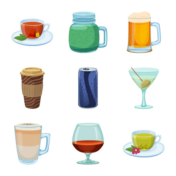 Objeto isolado de bebida e sinal de bar. Conjunto de bebida e símbolo de estoque de festa para web . — Vetor de Stock