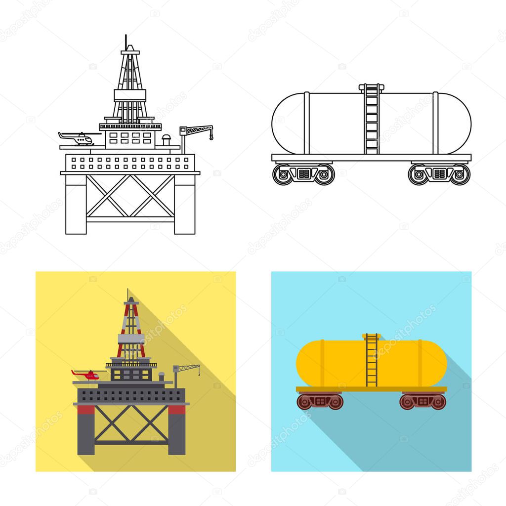 Vector illustration of oil and gas logo. Set of oil and petrol stock symbol for web.