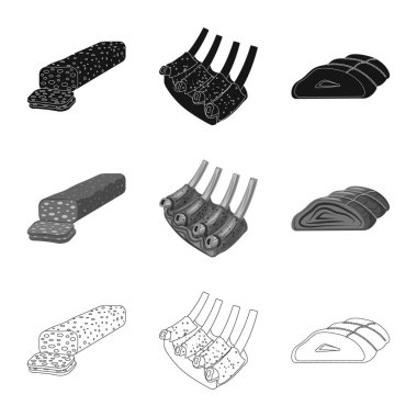 Eti ve jambon logo vektör tasarımı. Et ve hisse senedi vektör çizim pişirme koleksiyonu.