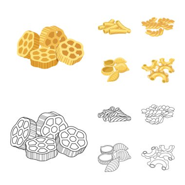 Makarna ve karbonhidrat işareti yalıtılmış nesne. Makarna ve makarna koleksiyonu stok web simgesi.