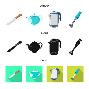 Mutfak ve yemek işaret yalıtılmış nesne. Hisse senedi için mutfak ve cihazı vektör simge topluluğu.