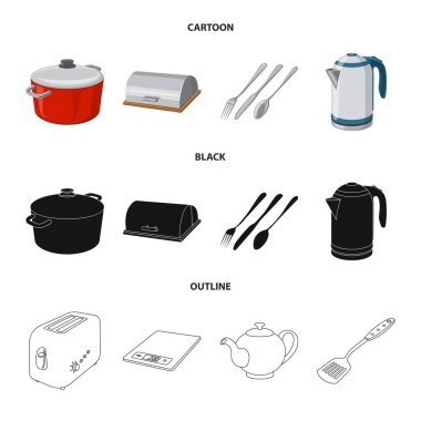 Tasarım mutfak ve aşçı işareti vektör. Hisse senedi için mutfak ve cihazı vektör simge topluluğu.