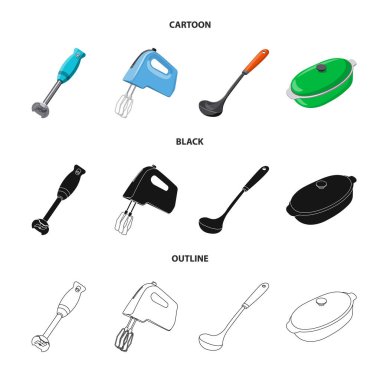 Mutfak ve yemek logosu yalıtılmış nesne. Mutfak ve cihaz hisse senedi vektör çizim seti.