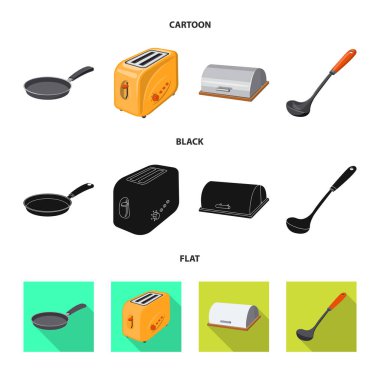 Mutfak ve yemek logo vektör tasarımı. Web için mutfak ve cihaz hisse senedi simgesi kümesi.