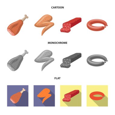 Et ve jambon simge vektör Illustration. Et ve hisse senedi vektör çizim pişirme.