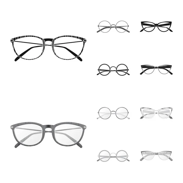 Illustration vectorielle des lunettes et du symbole du cadre. Collection de lunettes et icône vectorielle accessoire pour stock . — Image vectorielle