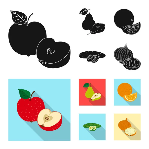 Ilustración vectorial del símbolo vegetal y frutal. Colección de vegetales y vegetarianos símbolo de stock para la web . — Vector de stock