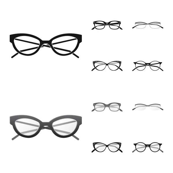 Objeto aislado de gafas y símbolo del marco. Conjunto de gafas y accesorio stock vector ilustración . — Archivo Imágenes Vectoriales