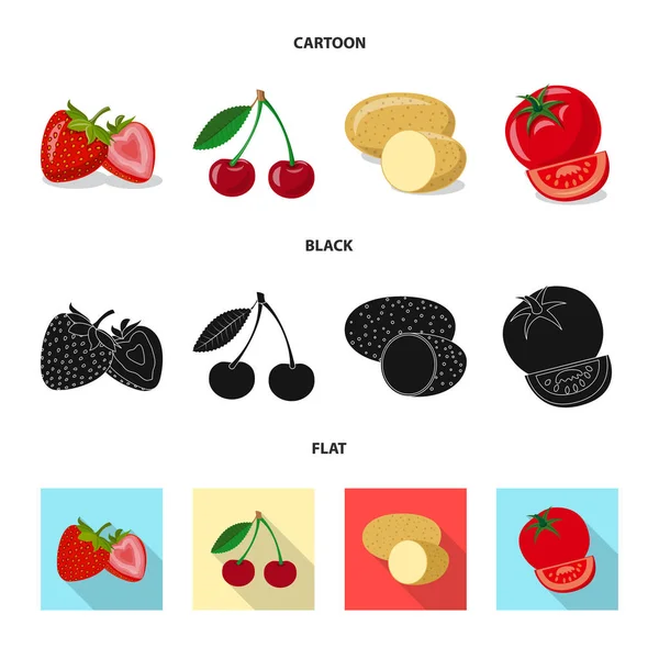 Vektorillustration des Gemüse-Obst-Symbols. Sammlung pflanzlicher und vegetarischer Aktiensymbole für das Web. — Stockvektor