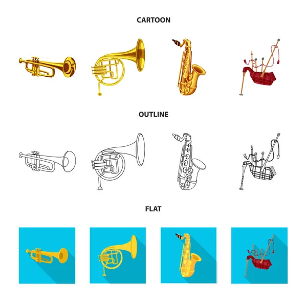 Vektorillustration av musik och tune symbol. Uppsättning av verktyg och musik lager vektorillustration. — Stock vektor