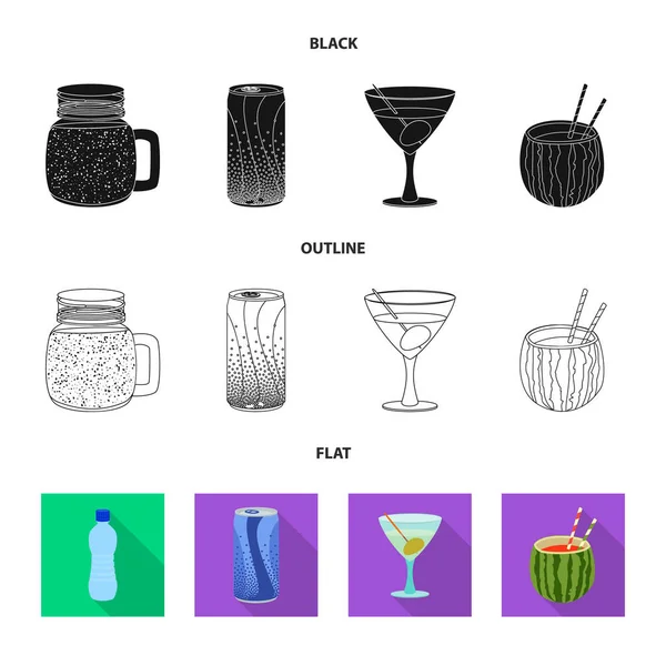 Vector design of drink and bar icon. Set of drink and party vector icon for stock. — Stock Vector