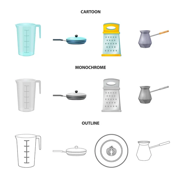 Geïsoleerde object van keuken en cook symbool. Collectie van keuken- en apparatenbouw vector pictogram voor voorraad. — Stockvector
