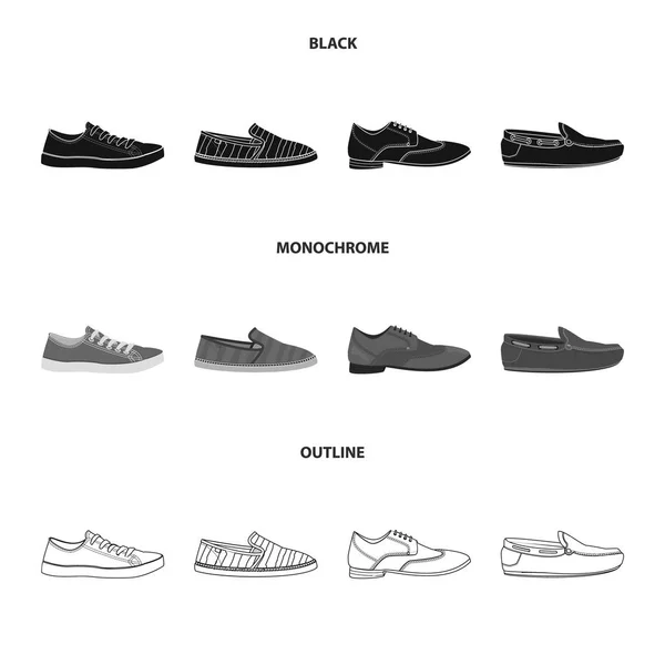 Objeto aislado de zapato y signo de calzado. Colección de zapatos y pies stock vector ilustración . — Vector de stock