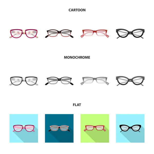 Vektor design av glas och ram ikon. Insamling av glasögon och tillbehör lager vektorillustration. — Stock vektor