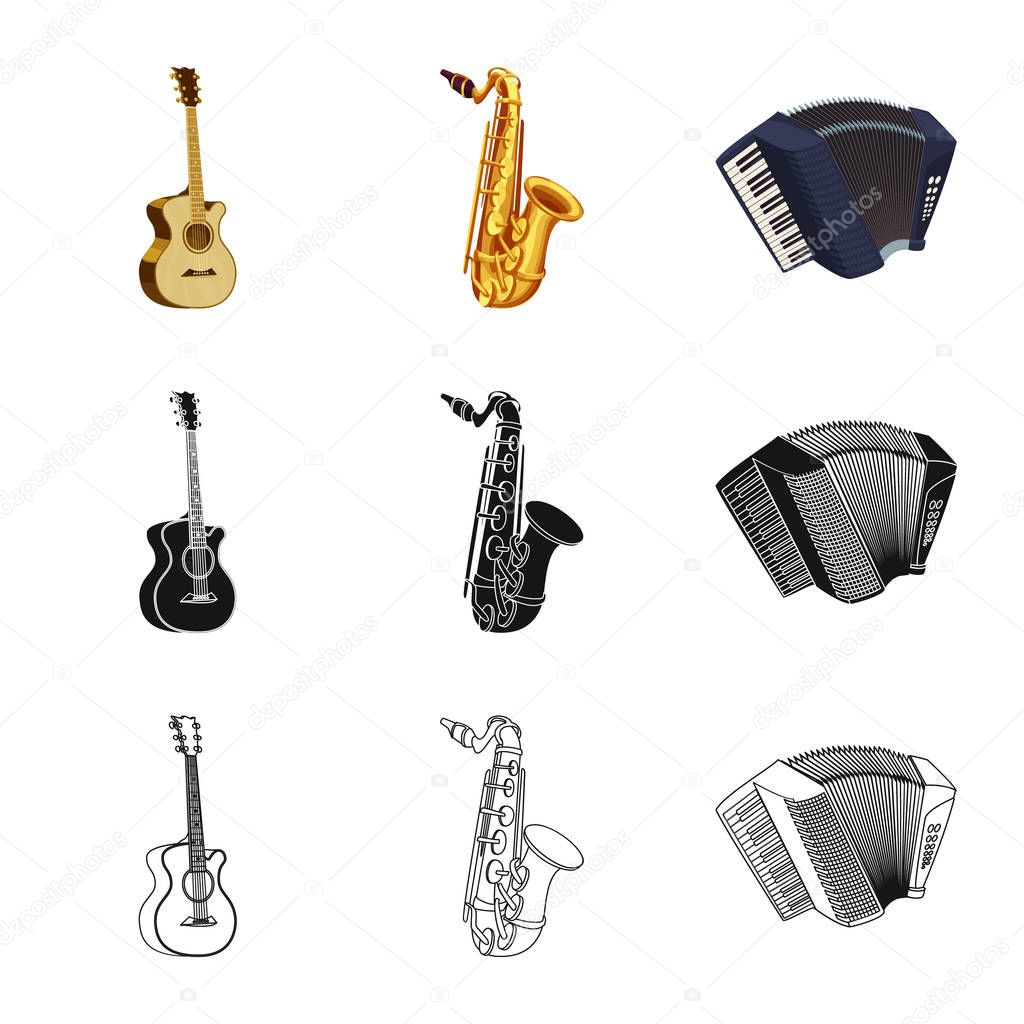 Isolated object of music and tune icon. Collection of music and tool stock symbol for web.