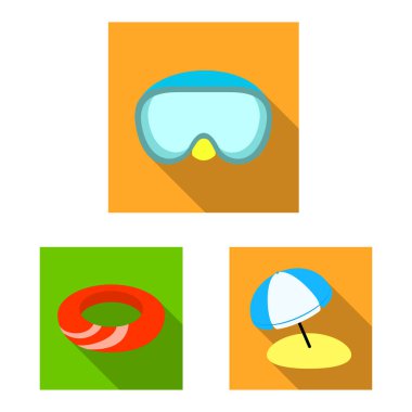 Ekipman ve yüzme simge vektör Illustration. Ekipman ve etkinlik hisse senedi vektör çizim koleksiyonu.