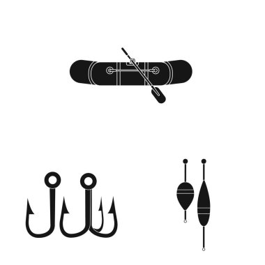 Balık ve balık tutma simge vektör tasarımı. Balık ve ekipman hisse senedi simgesi için web topluluğu.