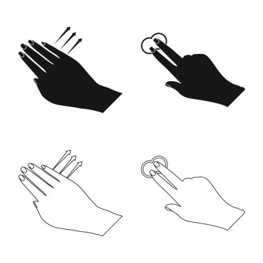 Dokunmatik ve el logosu yalıtılmış nesne. Dokunmatik ekran ve dokunmatik hisse senedi vektör çizim topluluğu.