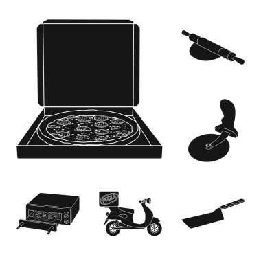 Pizza ve gıda logo yalıtılmış nesne. Pizza ve İtalya hisse senedi simgesi için web topluluğu.