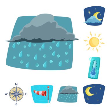 Hava ve İklim simge vektör Illustration. Web için hava ve bulut hisse senedi simgesi kümesi.