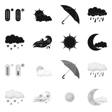 Hava ve İklim simge vektör Illustration. Hisse senedi için hava ve bulut vektör simge kümesi.