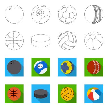 Spor ve topu sembolü yalıtılmış nesne. Spor ve spor stok vektör çizim koleksiyonu.