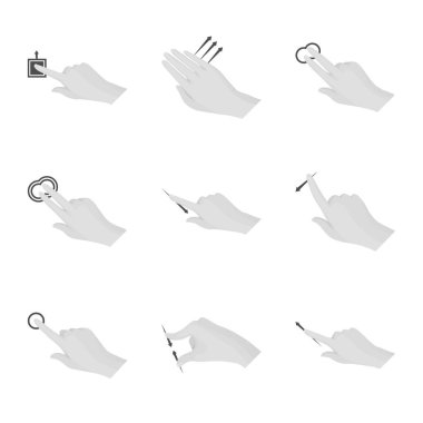 Dokunmatik ve el logo vektör Illustration. Hisse senedi için dokunmatik ekran ve dokunmatik vektör simge topluluğu.