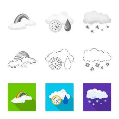 Hava ve İklim logo yalıtılmış nesne. Hava ve bulut hisse senedi vektör çizim seti.