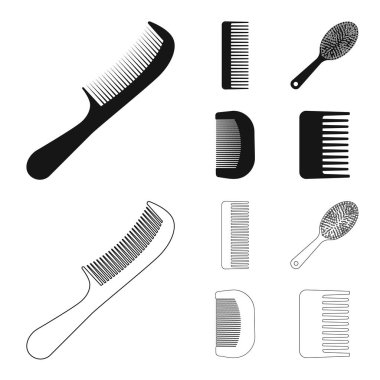 Fırça ve saç işareti yalıtılmış nesne. Fırça ve saç fırçası hisse senedi vektör çizim topluluğu.