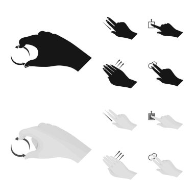 Dokunmatik ve el simge vektör Illustration. Dokunmatik ekran ayarla ve hisse senedi simgesi web için dokunmatik.